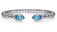 Sterling Silver Bujukan & Pear Shape 3.11cttw Blue Topaz Split Bangle Bracelet by Gabriel