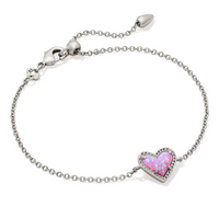 Ari Heart Silver Bubblegum Pink Kyocera Opal Delicate Chain Bracelet by Kendra Scott