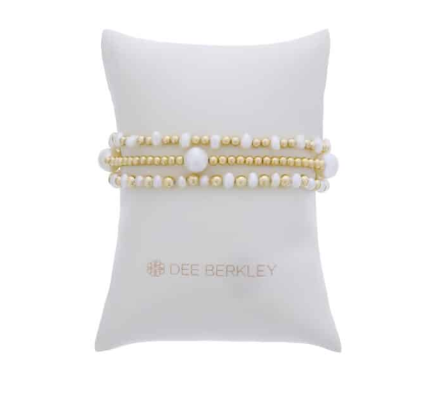 3mm Gold Filed Beads with 6mm Pearls Bracelet 7" by Dee Berkley