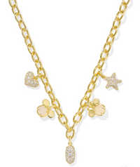 Mickey Mouse Gold Plated Iridescent White Mix Charm Necklace by Kendra Scott
