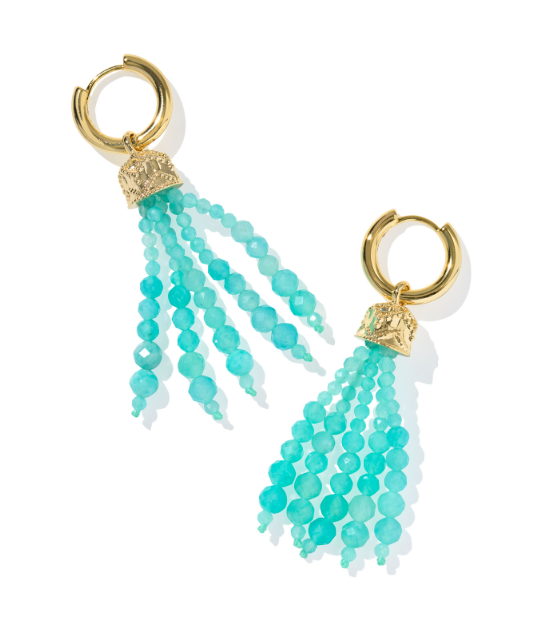 Sylvia Gold Plated Teal Amazonite Huggie Earrings by Kendra Scott