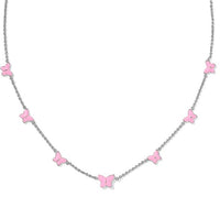 Lillia Butterfly Silver Pink Enamel Strand Necklace by Kendra Scott