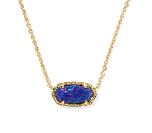 Elisa Gold Plated Indigo Kyocera Opal Pendant Necklace by Kendra Scott