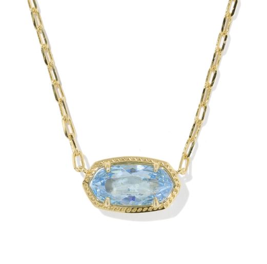 Elisa Luxe Gold Plated Light Blue CZ Short Pendant Necklace by Kendra Scott