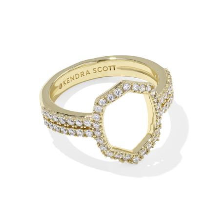 Daphne Gold Plated White CZ Pave Coctail Ring Sz 7 by Kendra Scott