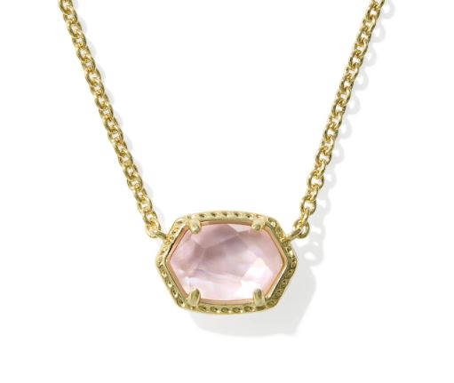Daphne Gold Plated Light Pink MOP Frame Short Pendant Necklace by Kendra Scott