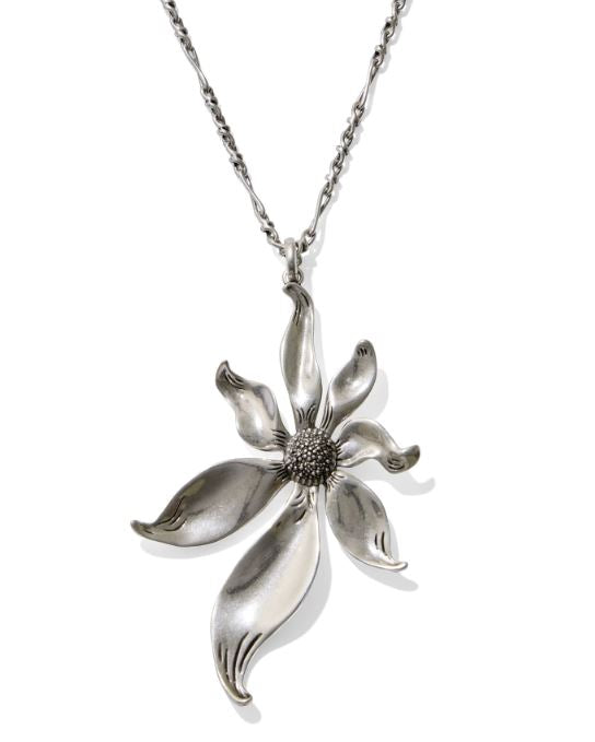 Anya Flower Vintage Silver Long Pendant Necklace by Kendra Scott