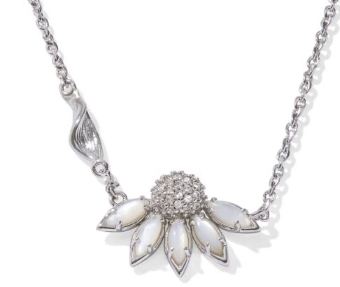 Anya Flower Silver Ivory Mix Short Pendant Necklace by Kendra Scott