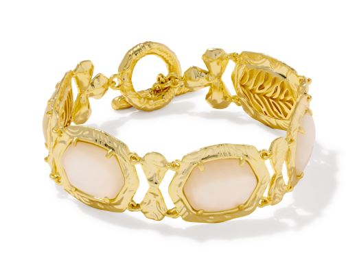 Tiger Striped Daphne Gold Plated Natural Mother of Pearl Statement Bracelet M/L by Kendra Scott