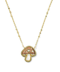 Mushroom Gold Plated Brown Mix Short Pendant Necklace by Kendra Scott