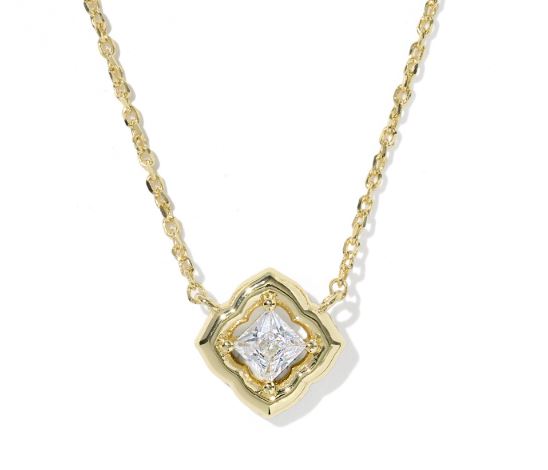 Mallory Gold Plated White CZ Crystal Short Pendant Necklace by Kendra Scott