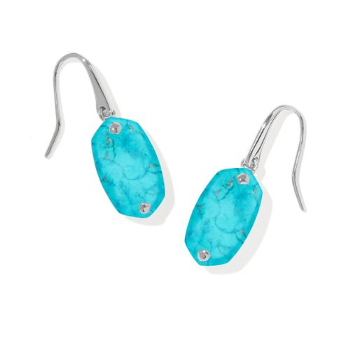 Lee Riveted Silver Variegated Turquoise Magnesite Drop Earrings by Kendra Scott