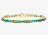 Grand Heiress 18K Yellow Gold Plated Simulated Emerald 4mm Tennis Bracelet