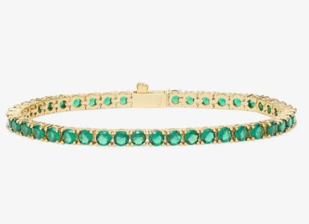 Grand Heiress 18K Yellow Gold Plated Simulated Emerald 4mm Tennis Bracelet