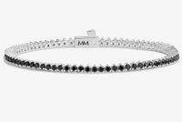 Not Your Basic Silver Simulated Black Diamond 2mm Tennis Bracelet 6.5"