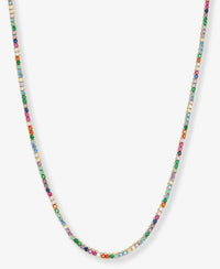 Heiress 18K Yellow Gold Plated Simulated Colored Stone 2mm Tennis Necklace