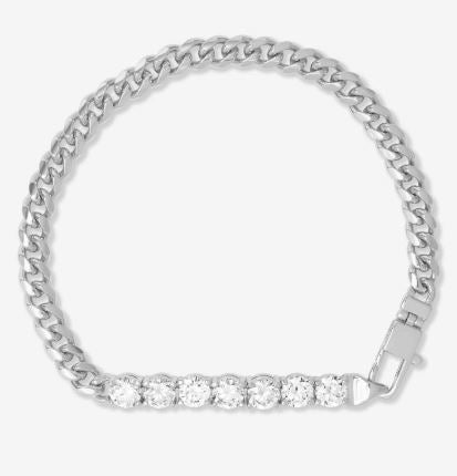 Baby Julian Loves Diamonds Silver Simulated Diamond 5mm Bracelet 6.5"