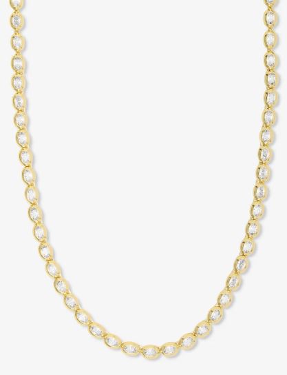 She's A Boss 18K Yellow Gold Plated Simulated Diamond 4mm Tennis Necklace 18"