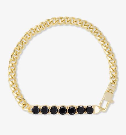 Julian Loves Diamonds 18K Yellow Gold Plated Simulated Black Sapphire Bracelet