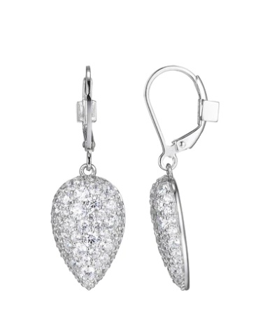 Glimmer Teardrop Cubic Zirconia Leverback Earrings