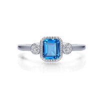 SS/PT 0.98cttw Simulated Diamond & Simulated Blue Topaz Ring