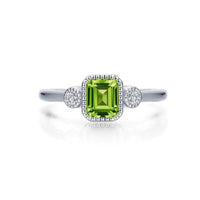 SS/PT 0.98cttw Simulated Diamond & Simulated Peridot Ring