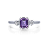 SS/PT 0.98cttw Simulated Diamond & Simulated Amethyst Ring