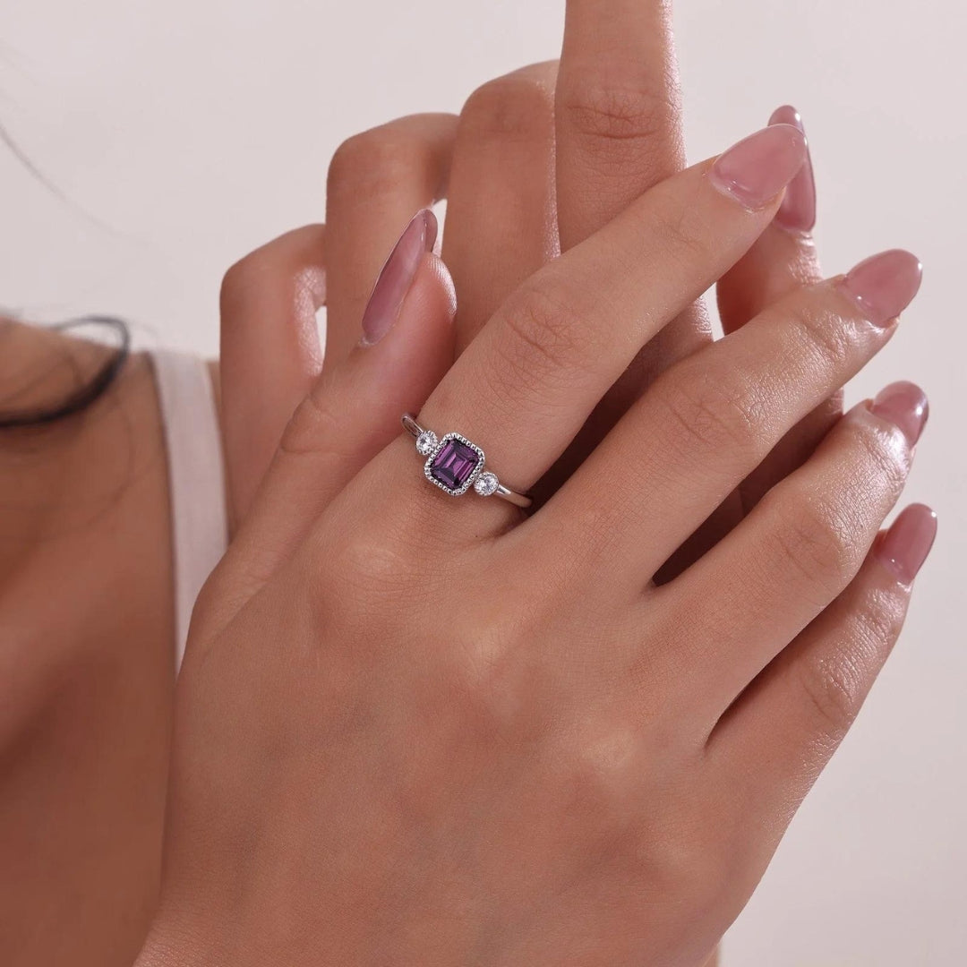 SS/PT 0.98cttw Simulated Diamond & Simulated Alexandrite Ring