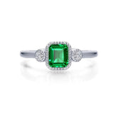 SS/PT 0.98cttw Simulated Diamond & Simulated Emerald Ring