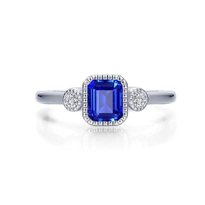 SS/PT 0.98cttw Simulated Diamond & Lab Grown Sapphire Ring