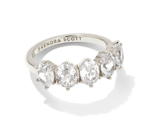 Cailin Rhodium Metal White CZ Crystal Band Ring Sz 8 by Kendra Scott