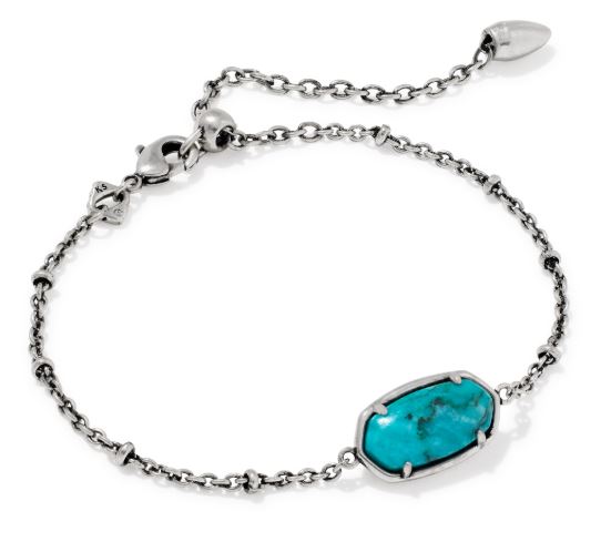 Tiger Striped Elaina Vintage Silver Blue Marble Delicate Chain Bracelet by Kendra Scott