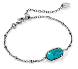 Tiger Striped Elaina Vintage Silver Blue Marble Delicate Chain Bracelet by Kendra Scott