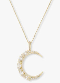 She's An Icon 18K Yellow Gold Plated Simulated Diamond Moon Necklace