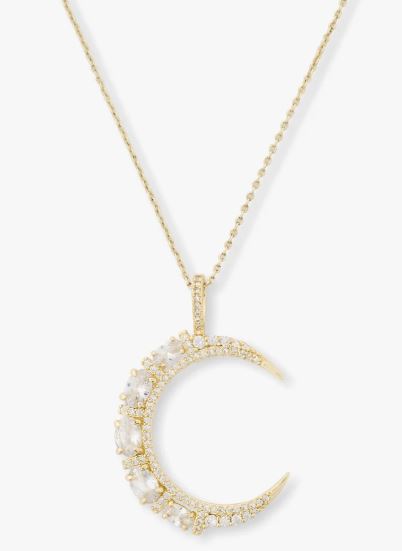 She's An Icon 18K Yellow Gold Plated Simulated Diamond Moon Necklace