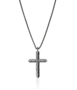 Icon 50 Silver Cross Pendant with Black Rhodium on 2.7mm Box Chain Sz 22 by John Hardy