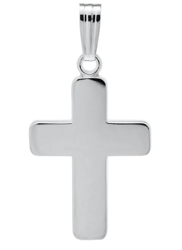 Sterling Silver 15mm x 20mm Polished Cross Pendant Necklace 18"