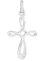 Sterling Silver Embossed Ribbon Cross Pendant Necklace 18"
