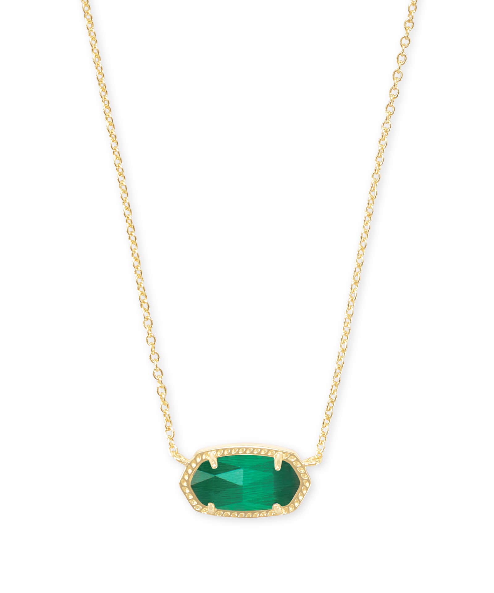 Elisa Gold Plated Necklace in Emerald Cats Eye by Kendra Scott