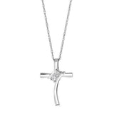 Sterling Silver 0.05cttw Diamond Twogether Cross Pendant