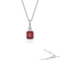 SS/PT 0.91cttw Simulated Diamond & Simulated Garnet Pendant Necklace