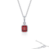 SS/PT 0.91cttw Simulated Diamond & Simulated Garnet Pendant Necklace