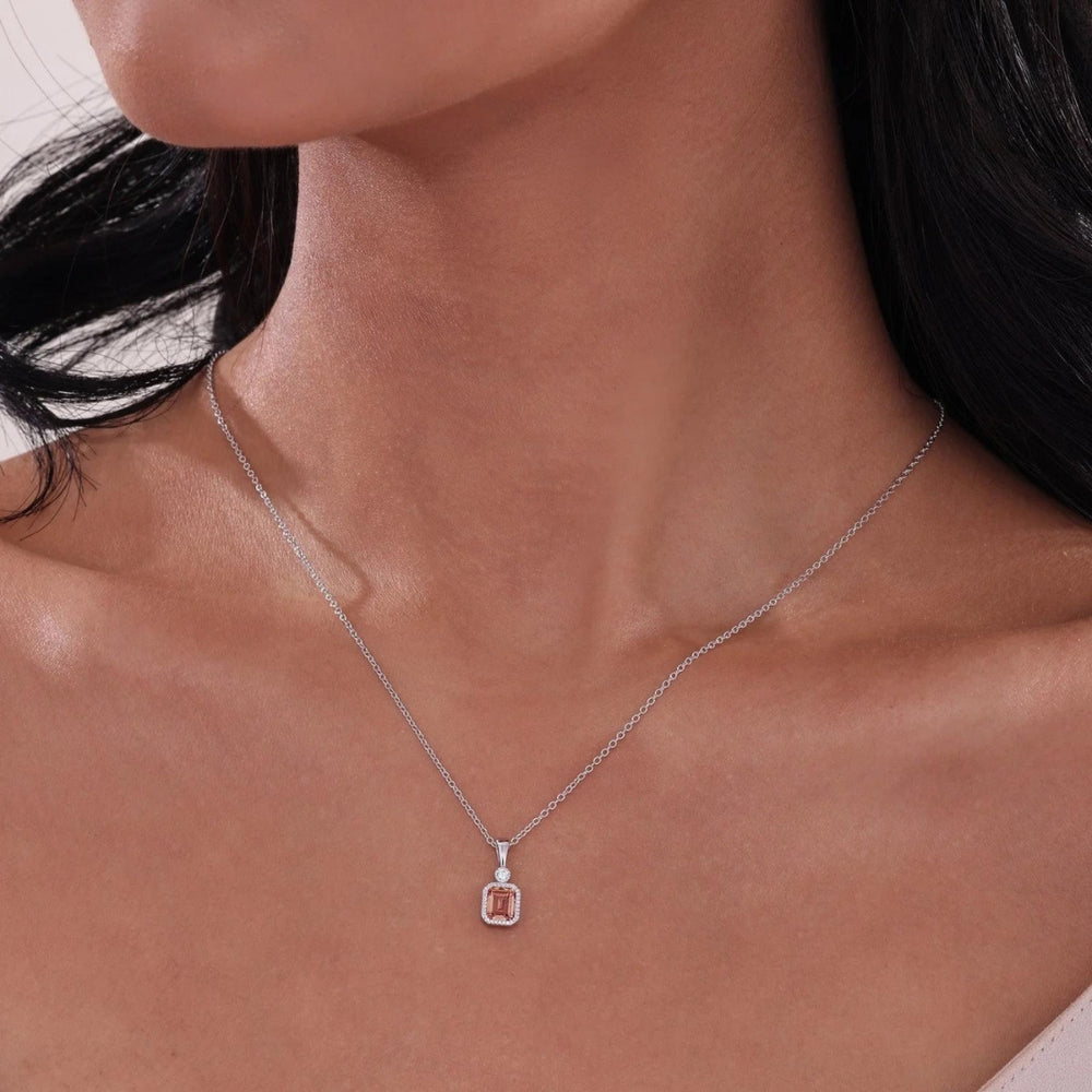 SS/PT 0.91cttw Simulated Diamond & Simulated Yellow Topaz Pendant Necklace