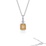 SS/PT 0.91cttw Simulated Diamond & Simulated Yellow Topaz Pendant Necklace
