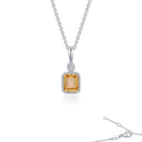 SS/PT 0.91cttw Simulated Diamond & Simulated Yellow Topaz Pendant Necklace