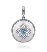 Swiss Blue Topaz & White Sapphire Bujukan Medallion Pendant