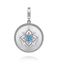 Swiss Blue Topaz & White Sapphire Bujukan Medallion Pendant