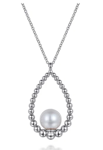 Sterling Silver Fresh Water Pearl Bujukan Drop Necklace
