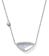 Margot Vintage Silver Ivory Mother of Pearl Short Pendant Necklace