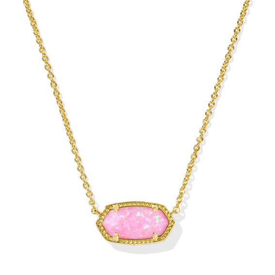 Elisa Gold Plated Carnation Kyocera Opal Short Pendant Necklace by Kendra Scott